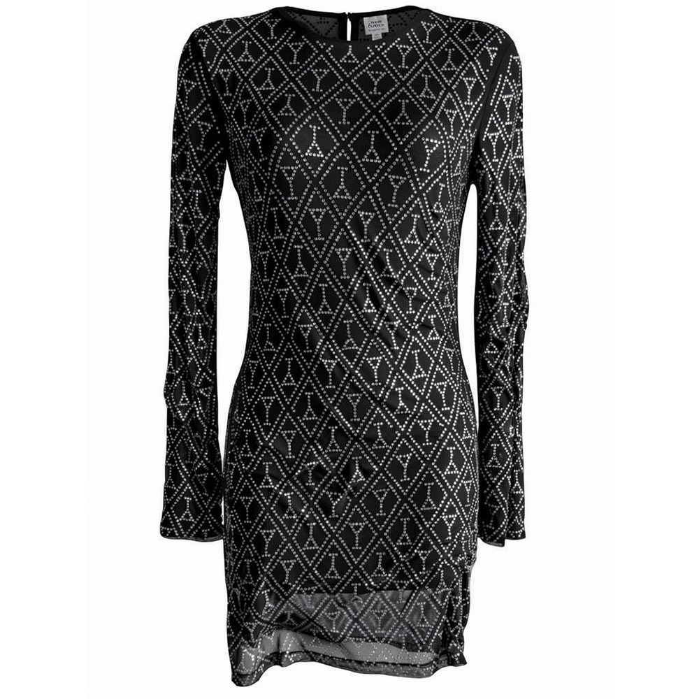 Retrofête Harlowe Martini‎ Glass Crystal Mesh Mini Dress Black Bodycon Sexy RARE